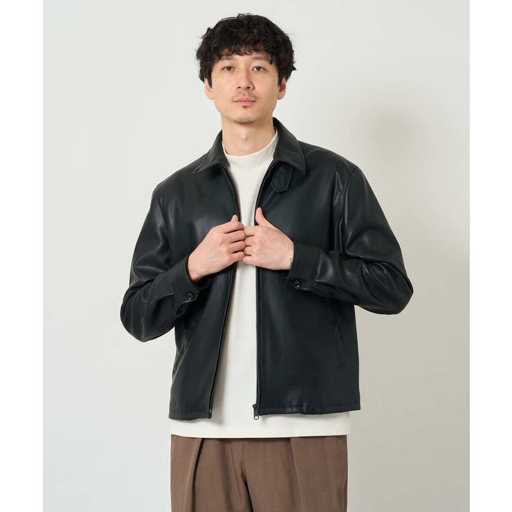 【洗濯機で洗える】フェイクレザーショートブルゾン | a.v.v【MEN】 | 詳細画像9 