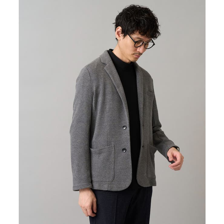 グレー | 【イージーケア ストレッチ】ハニカムジャージースマートジャケット【洗濯機で洗える… | a.v.v【MEN】