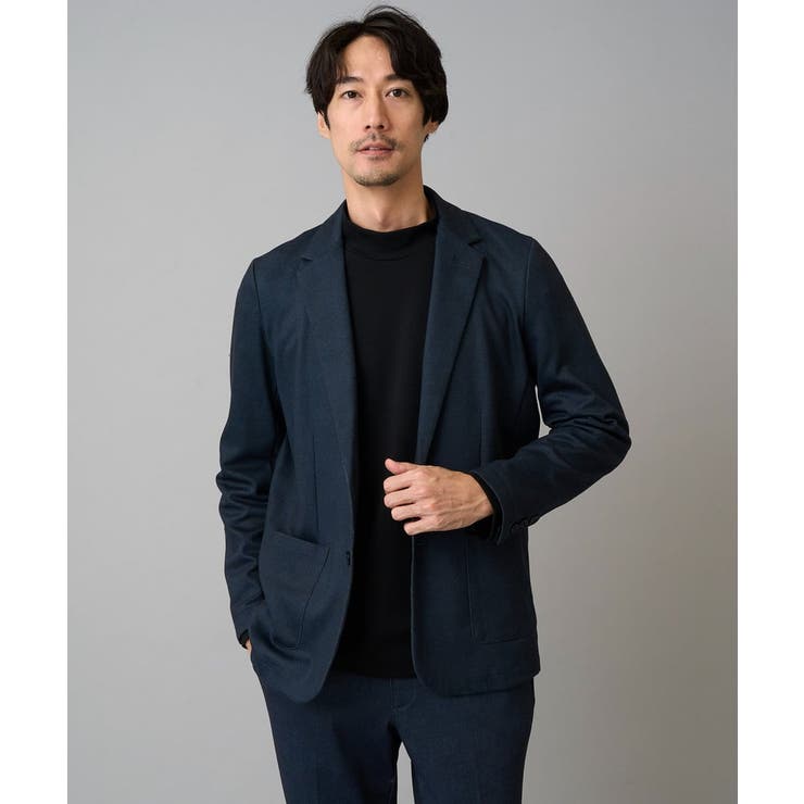 ネイビー | 【イージーケア ストレッチ】メランジポンチテーラードジャケット【洗濯機で洗える】… | a.v.v【MEN】