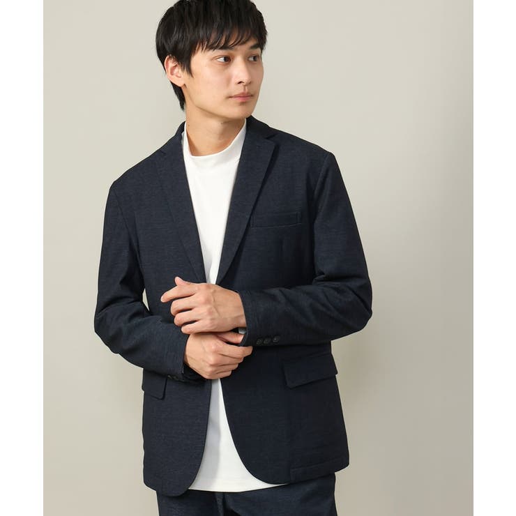 ネイビー | 【イージーケア ストレッチ】スマートシャンブレーテーラードジャケット(セットアッ… | a.v.v【MEN】