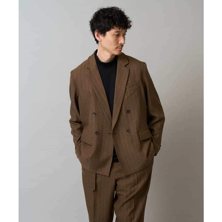 【イージーケア 毛玉になりにくい】LANATECヘリンボーンダブルブレストジャケ… | a.v.v【MEN】 | 詳細画像1 