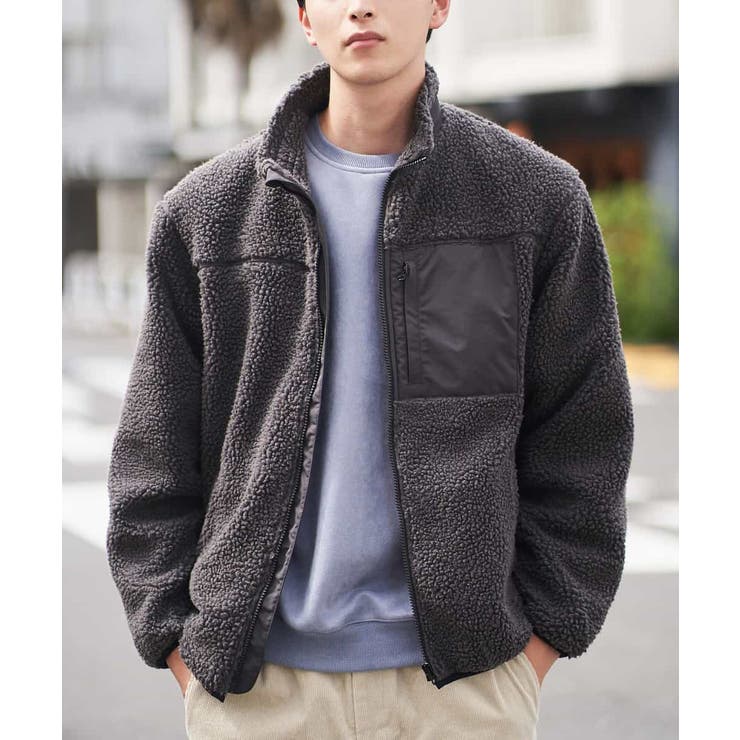 ダークグレー | 【洗濯機で洗える】ボアフリースブルゾン[WEB限定サイズ] | a.v.v【MEN】