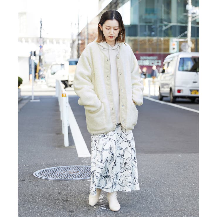 ユニセックス/S-XXL】ボアワイドシルエットノーカラージャケット[品番