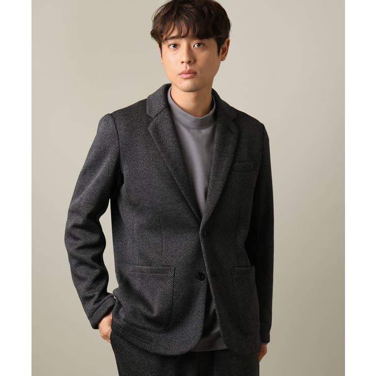 洗濯機で洗える】ヘリンボーン柄テーラードジャケット(セットアップ可