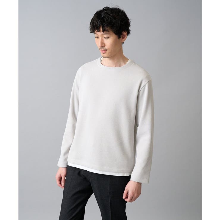 【イージーケア/洗濯機で洗える】畔裏起毛フェイクレイヤードカットソー | a.v.v【MEN】 | 詳細画像1 