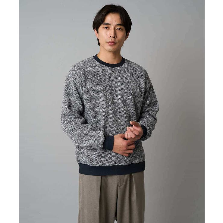 グレー | 【洗濯機で洗える】ツイードライクフリースプルオーバー | a.v.v【MEN】