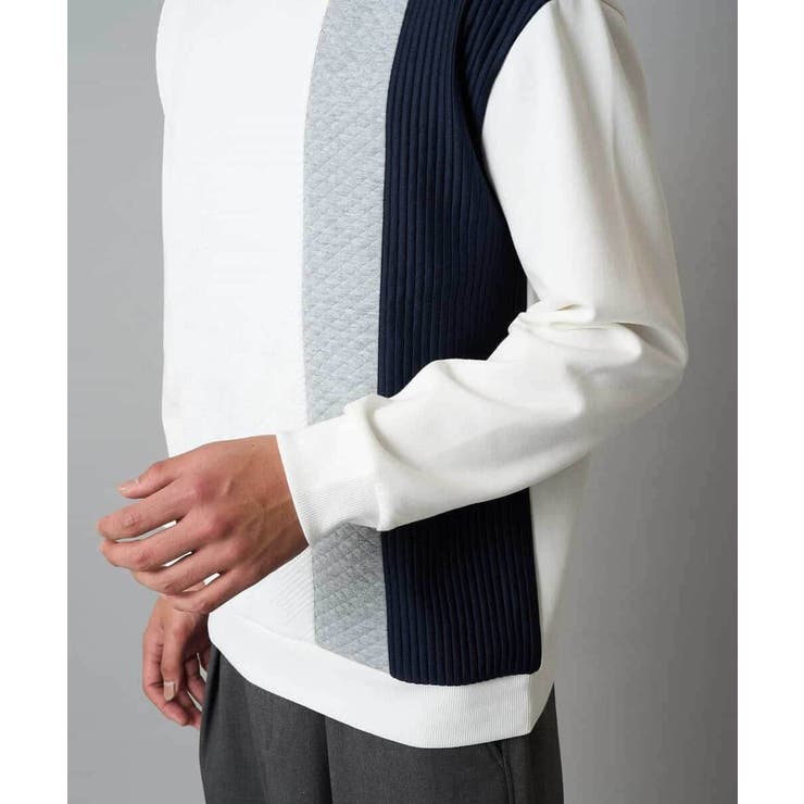 【イージーケア/洗濯機で洗える】フクレジャカード縦切替プルオーバー | a.v.v【MEN】 | 詳細画像9 