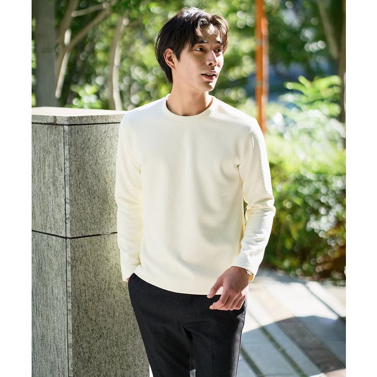 バスケットジャカードクルーネックスマートTシャツ | a.v.v【MEN】 | 詳細画像25 