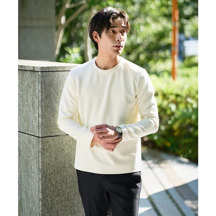 バスケットジャカードクルーネックスマートTシャツ | a.v.v【MEN】 | 詳細画像27 