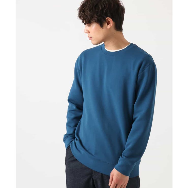 ブルー | 【毛玉になりにくい】なめらかダンボール クルーネックスウェット | a.v.v【MEN】