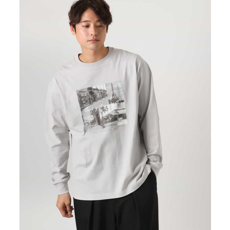 【コットン100％】PARISフォトプリントワイドシルエットロングTシャツ | a.v.v【MEN】 | 詳細画像1 