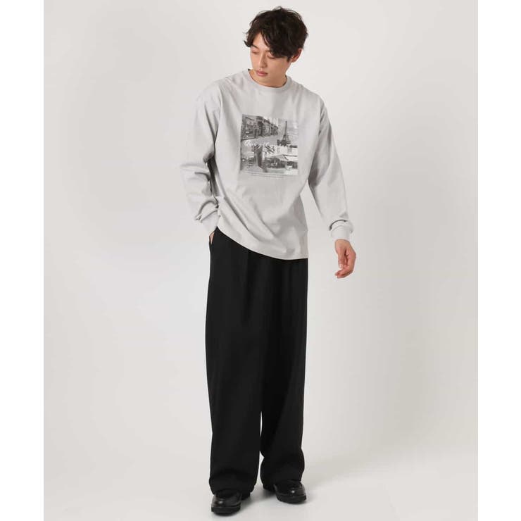 【コットン100％】PARISフォトプリントワイドシルエットロングTシャツ | a.v.v【MEN】 | 詳細画像2 