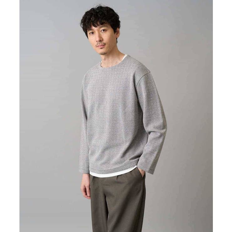 グレー | 【イージーケア 洗濯機で洗える 毛玉になりにくい】変形ヘリンボンフェイクレイヤー… | a.v.v【MEN】