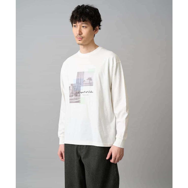 ホワイト | フォトプリントワイドシルエットカットソー | a.v.v【MEN】