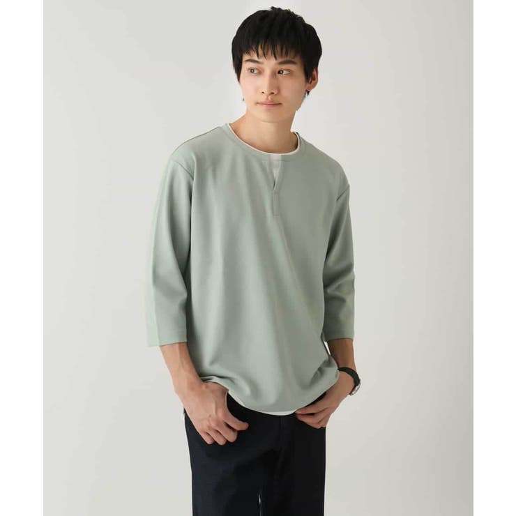 【イージーケア/接触冷感】梨地フェイクレイヤードカットソー | a.v.v【MEN】 | 詳細画像2 