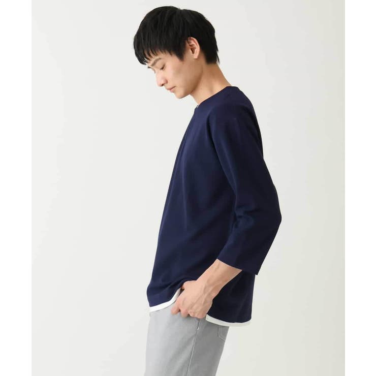 【イージーケア/接触冷感】梨地フェイクレイヤードカットソー | a.v.v【MEN】 | 詳細画像5 