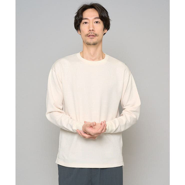 アイボリー | 【イージーケア 洗濯機で洗える 毛玉になりにくい】タックジャカードクルーネックプ… | a.v.v【MEN】