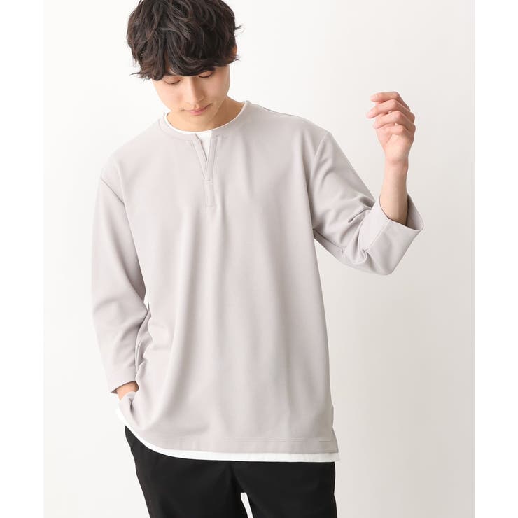 ライトグレー | 【新作/涼感】梨地フェイクレイヤードカットソー(Good Teeシリーズ） | a.v.v【MEN】