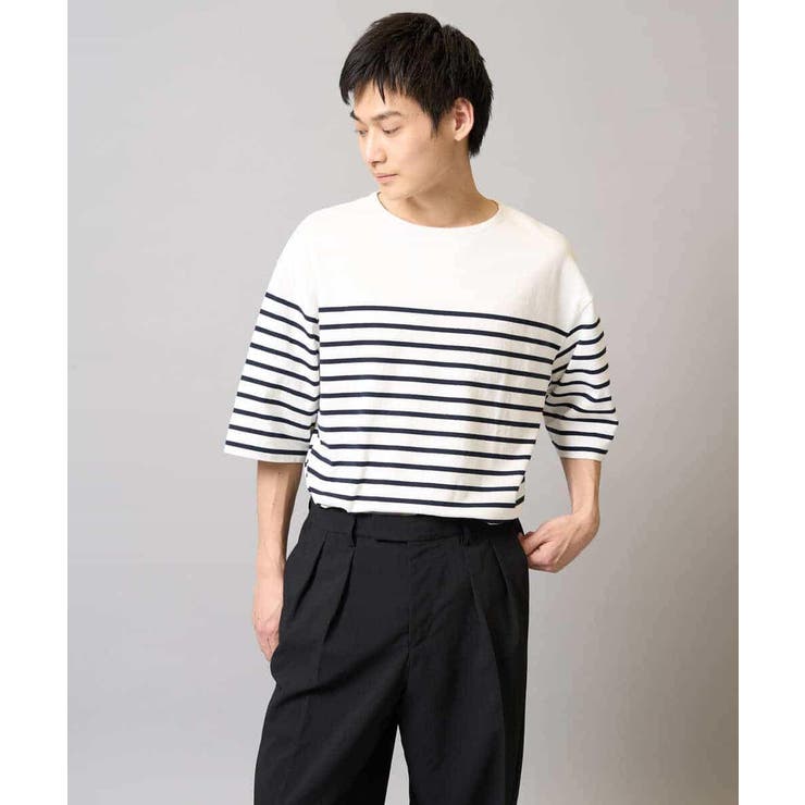 【綿100％】ボーダーワイドシルエット五分袖カットソー | a.v.v【MEN】 | 詳細画像11 