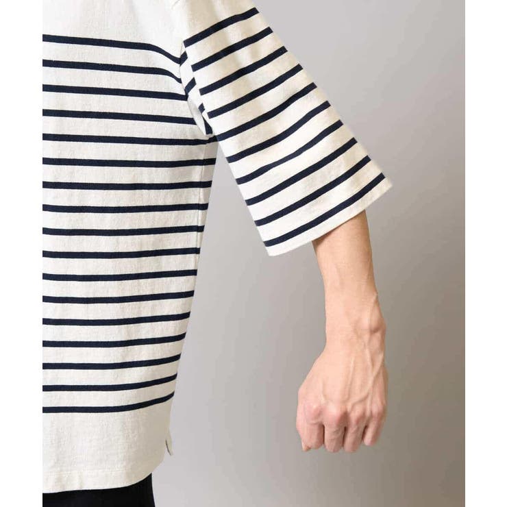 【綿100％】ボーダーワイドシルエット五分袖カットソー | a.v.v【MEN】 | 詳細画像16 
