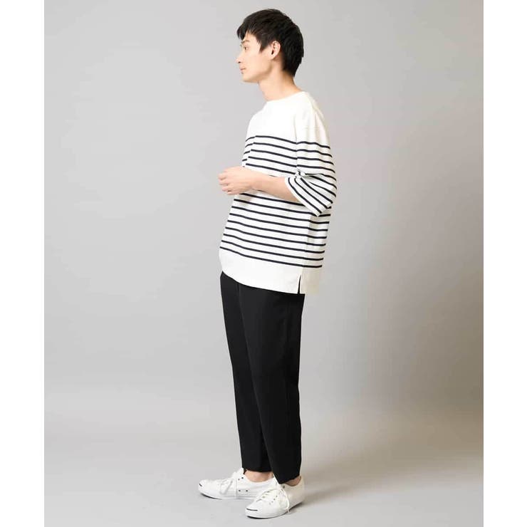 【綿100％】ボーダーワイドシルエット五分袖カットソー | a.v.v【MEN】 | 詳細画像5 