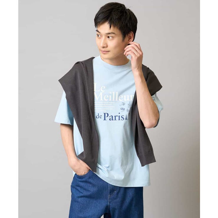 【接触冷感/綿100％】イラストレーターコラボプリンワイドシルエットカットソー | a.v.v【MEN】 | 詳細画像1 