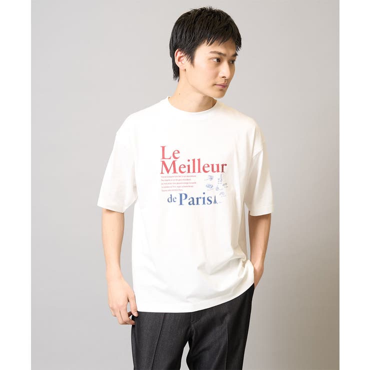 ホワイト | 【接触冷感/綿100％】イラストレーターコラボプリンワイドシルエットカットソー | a.v.v【MEN】