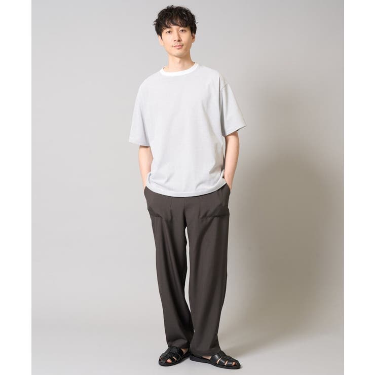 【接触冷感】細ボーダーセミワイドシルエットカットソー | a.v.v【MEN】 | 詳細画像2 