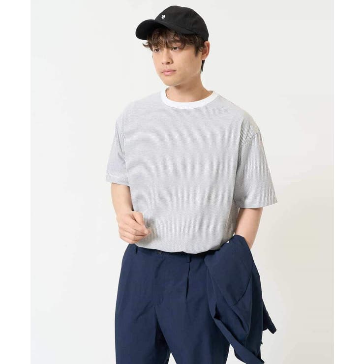 【接触冷感】細ボーダーセミワイドシルエットカットソー | a.v.v【MEN】 | 詳細画像22 