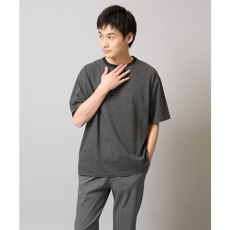 【接触冷感】細ボーダーセミワイドシルエットカットソー | a.v.v【MEN】 | 詳細画像28 