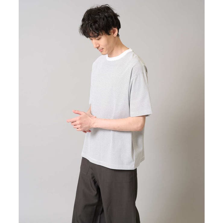【接触冷感】細ボーダーセミワイドシルエットカットソー | a.v.v【MEN】 | 詳細画像30 