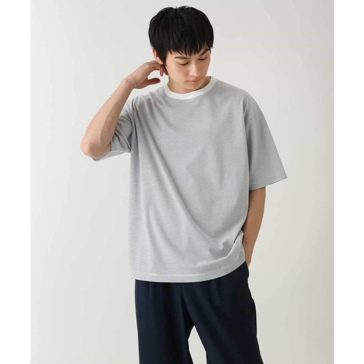 【接触冷感】細ボーダーセミワイドシルエットカットソー | a.v.v【MEN】 | 詳細画像31 
