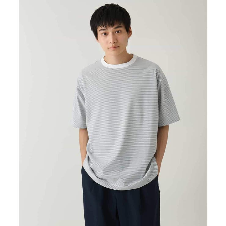 【接触冷感】細ボーダーセミワイドシルエットカットソー | a.v.v【MEN】 | 詳細画像32 