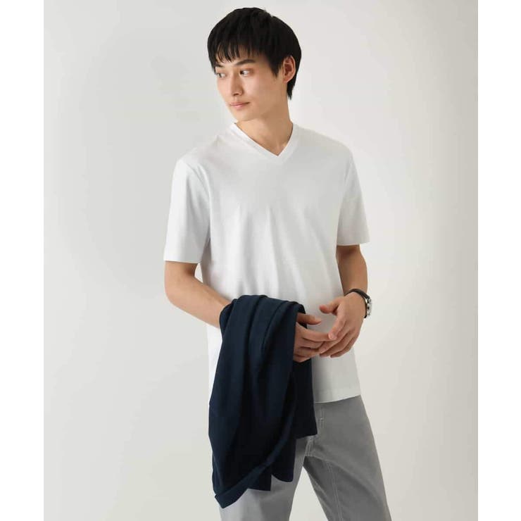【接触冷感/UVカット/毛玉になりにくい】シルケットスムースVネックカットソー | a.v.v【MEN】 | 詳細画像13 