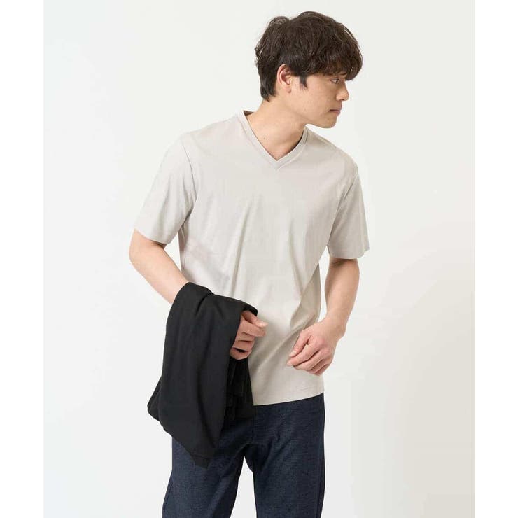 【接触冷感/UVカット/毛玉になりにくい】シルケットスムースVネックカットソー | a.v.v【MEN】 | 詳細画像15 