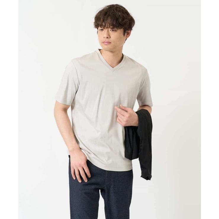 【接触冷感/UVカット/毛玉になりにくい】シルケットスムースVネックカットソー | a.v.v【MEN】 | 詳細画像16 