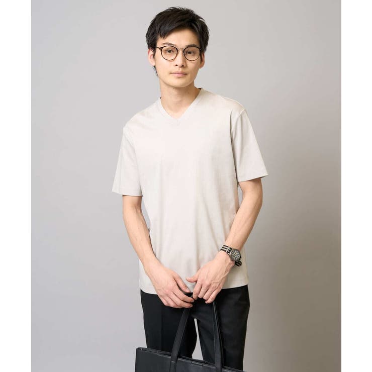 【接触冷感/UVカット/毛玉になりにくい】シルケットスムースVネックカットソー | a.v.v【MEN】 | 詳細画像17 