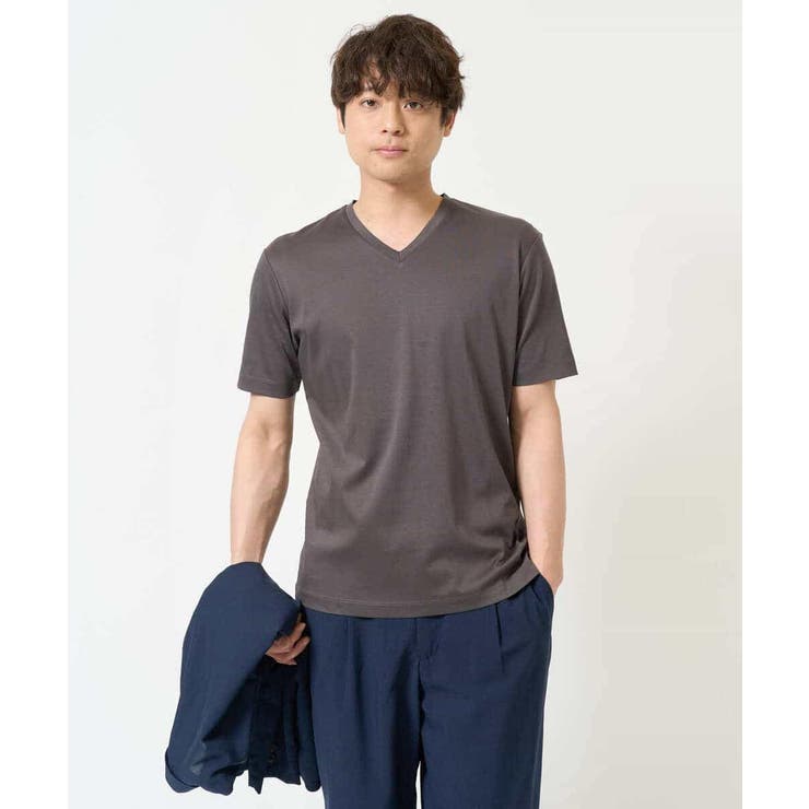 【接触冷感/UVカット/毛玉になりにくい】シルケットスムースVネックカットソー | a.v.v【MEN】 | 詳細画像19 