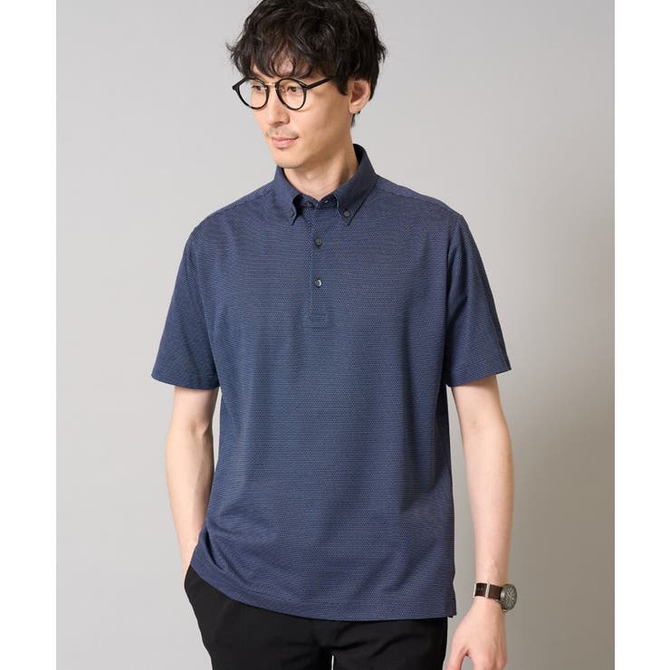 ネイビー×白ドット柄 | 【吸水速乾/イージーケア】ALTIMAポロシャツ | a.v.v【MEN】