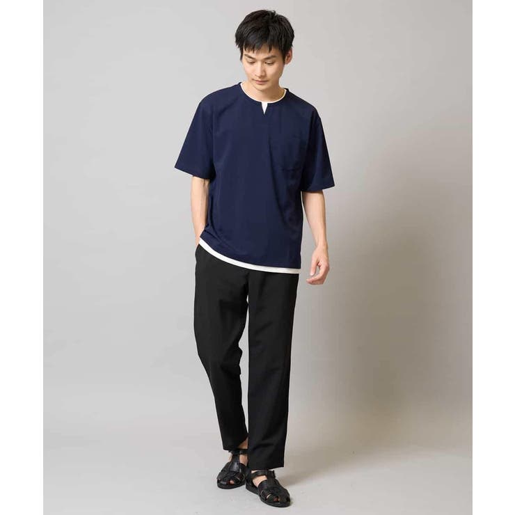 【速乾/接触冷感】梨地フェイクレイヤードカットソー | a.v.v【MEN】 | 詳細画像13 