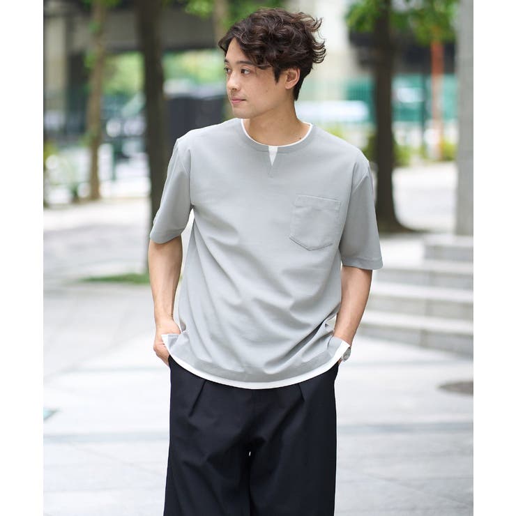 【速乾/接触冷感】梨地フェイクレイヤードカットソー | a.v.v【MEN】 | 詳細画像22 