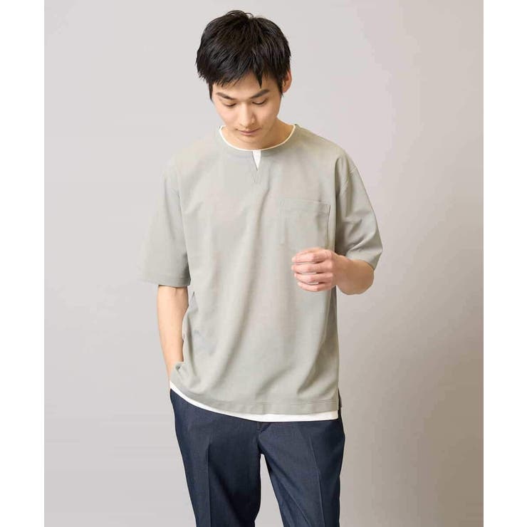 【速乾/接触冷感】梨地フェイクレイヤードカットソー | a.v.v【MEN】 | 詳細画像23 