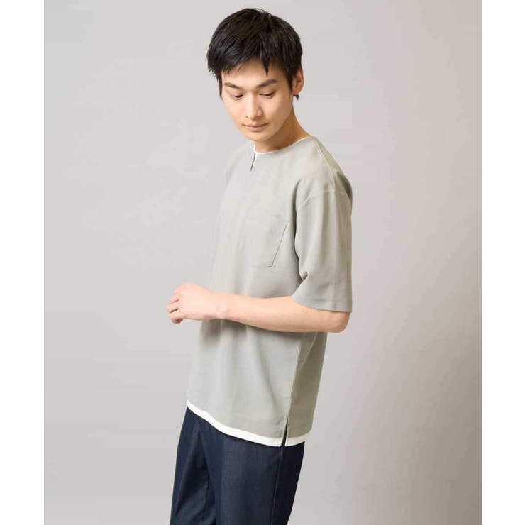 【速乾/接触冷感】梨地フェイクレイヤードカットソー | a.v.v【MEN】 | 詳細画像24 