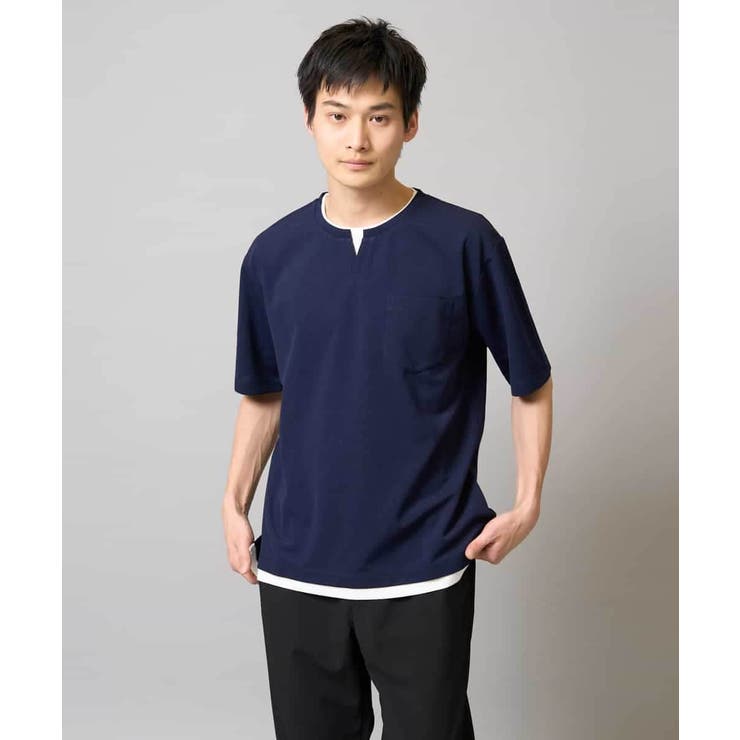 【速乾/接触冷感】梨地フェイクレイヤードカットソー | a.v.v【MEN】 | 詳細画像25 