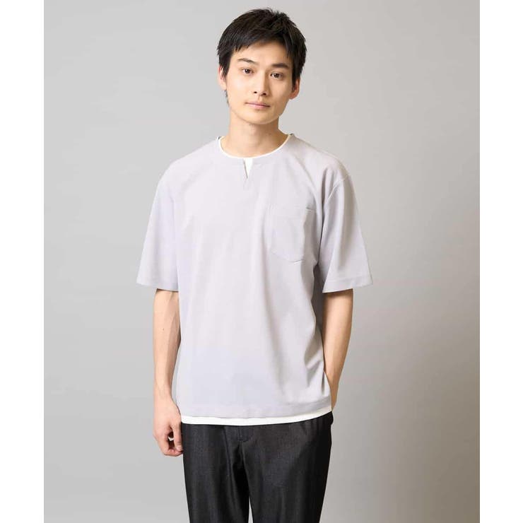 【速乾/接触冷感】梨地フェイクレイヤードカットソー | a.v.v【MEN】 | 詳細画像28 