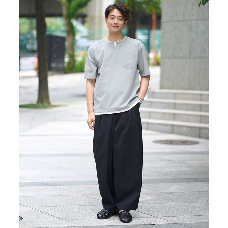 【速乾/接触冷感】梨地フェイクレイヤードカットソー | a.v.v【MEN】 | 詳細画像3 