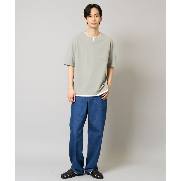 【速乾/接触冷感】梨地フェイクレイヤードカットソー | a.v.v【MEN】 | 詳細画像4 