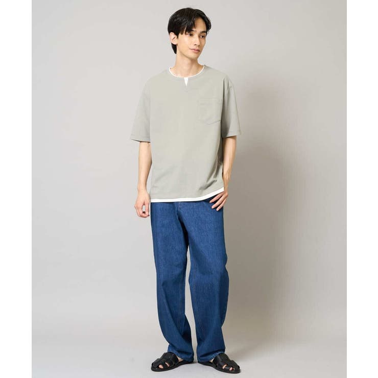 【速乾/接触冷感】梨地フェイクレイヤードカットソー | a.v.v【MEN】 | 詳細画像5 