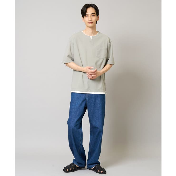 【速乾/接触冷感】梨地フェイクレイヤードカットソー | a.v.v【MEN】 | 詳細画像6 