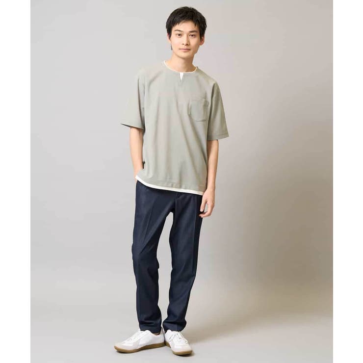 【速乾/接触冷感】梨地フェイクレイヤードカットソー | a.v.v【MEN】 | 詳細画像7 